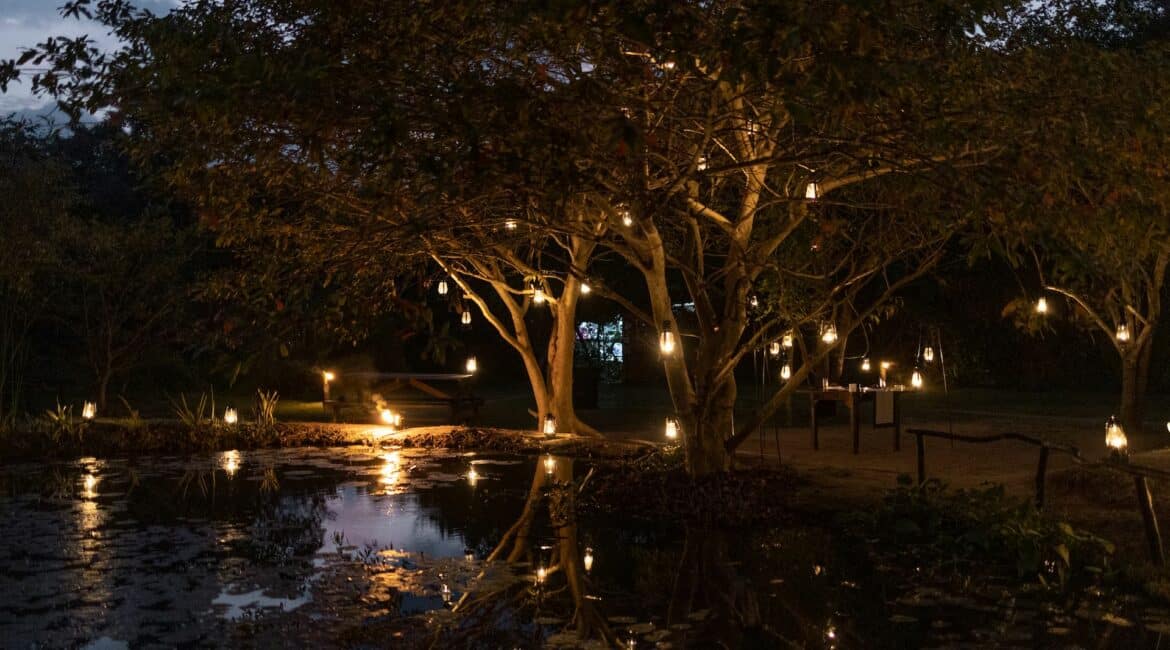 Leopard Trails Wilpattu Camp stunning surrounds by night