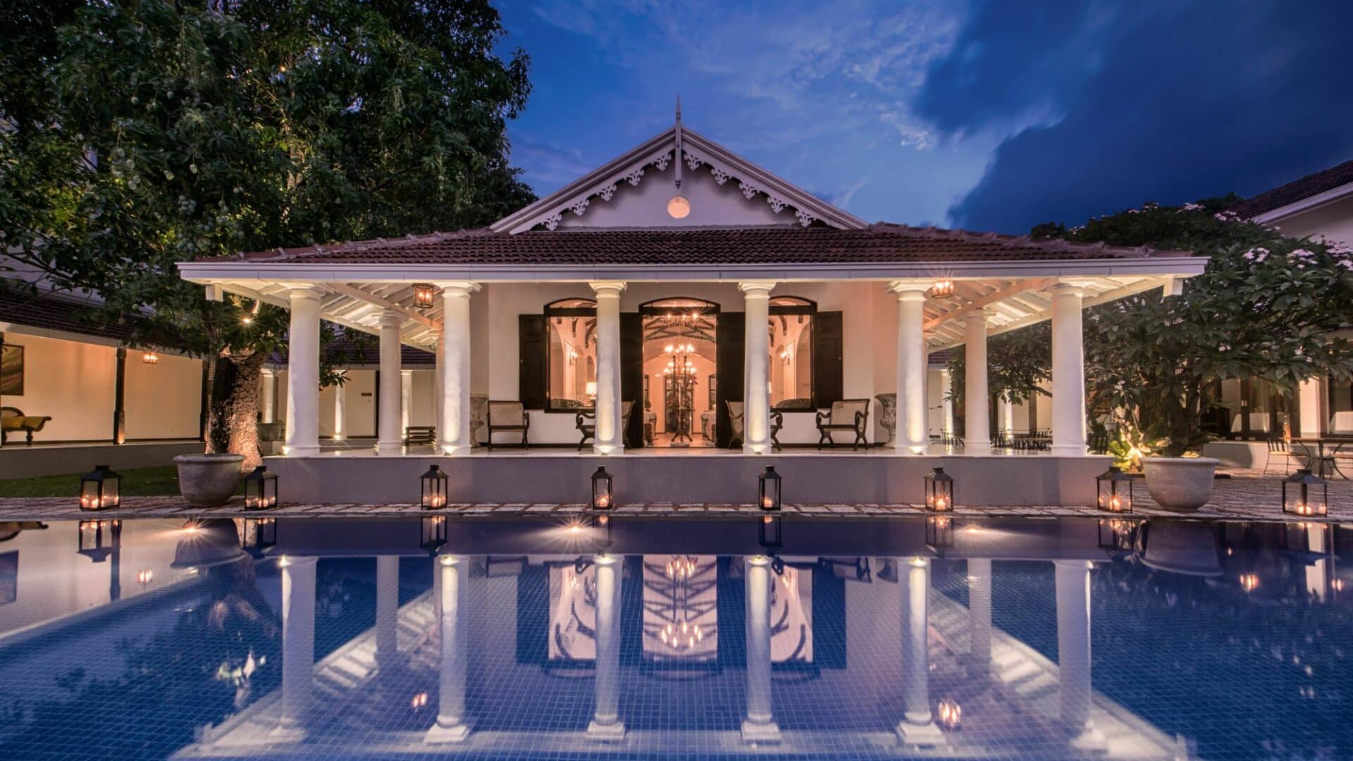 Tranquil swimming pool at The Residence, Colombo, Sri Lanka – a peaceful oasis of colonial elegance in the heart of the city.