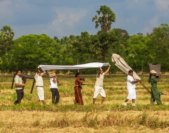 Signature private dining in the paddy fields at Uga Ulagalla – unforgettable cultural experience in Sri Lanka’s Cultural Triangle