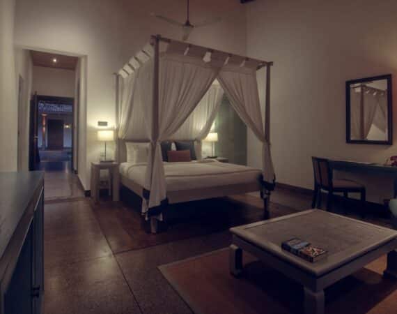 Elegant Garden Suite interiors at The Wallawwa, Colombo – a tranquil blend of colonial charm and contemporary comfort near Sri Lanka’s west coast capital.