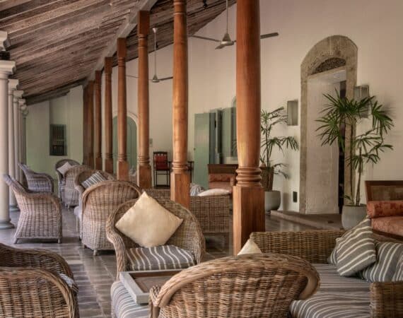 Shaded veranda at The Wallawwa near Colombo, Sri Lanka – a tranquil outdoor space blending colonial elegance with relaxed west coast charm.