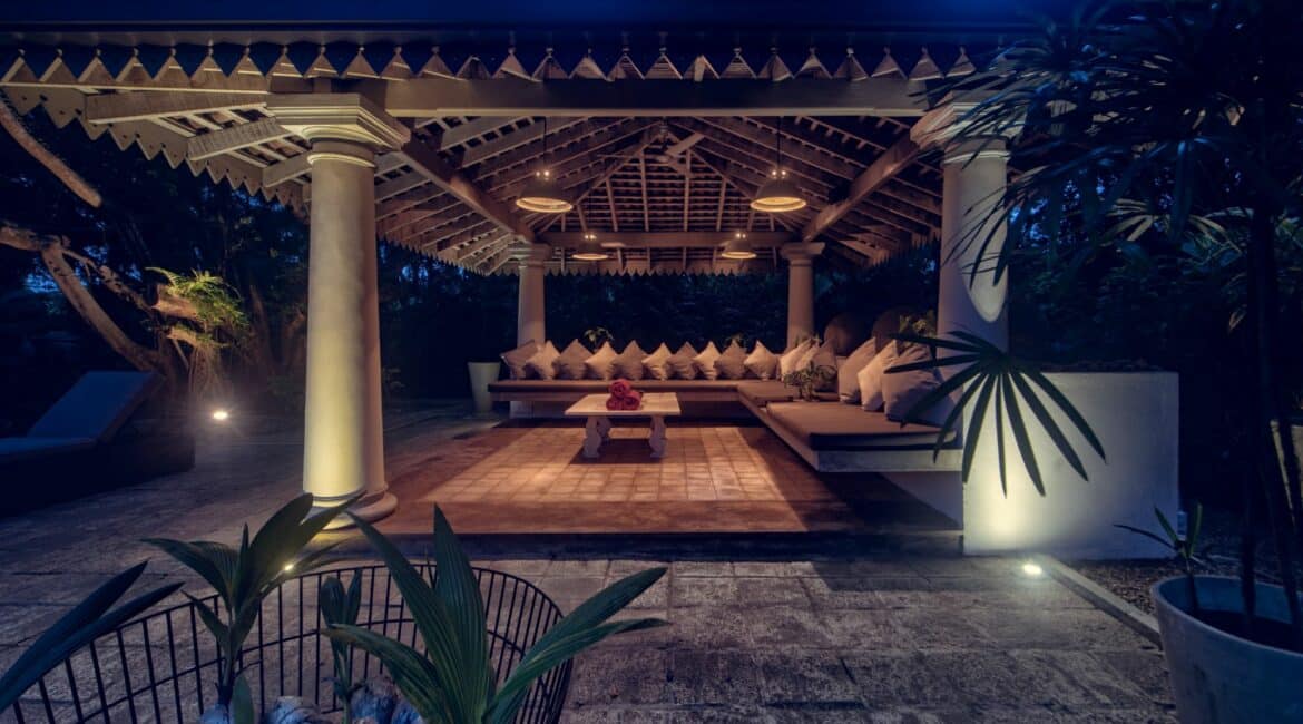The Wallawwa pool dining area by night