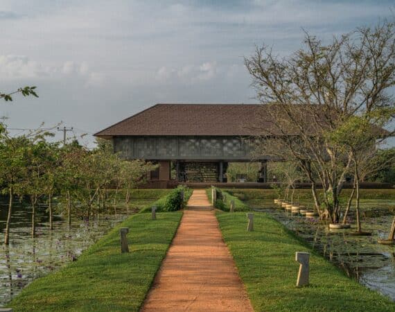 Awe-inspiring reception pavilion at Water Garden Sigiriya, blending modern luxury with traditional design in Sri Lanka’s Cultural Triangle