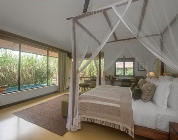 Superior Deluxe Villa bedroom at Water Garden Sigiriya with private plunge pool – luxury villa stay in Sri Lanka’s Cultural Triangle