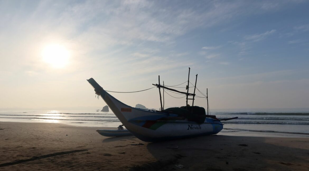 Weligama boats in the morning