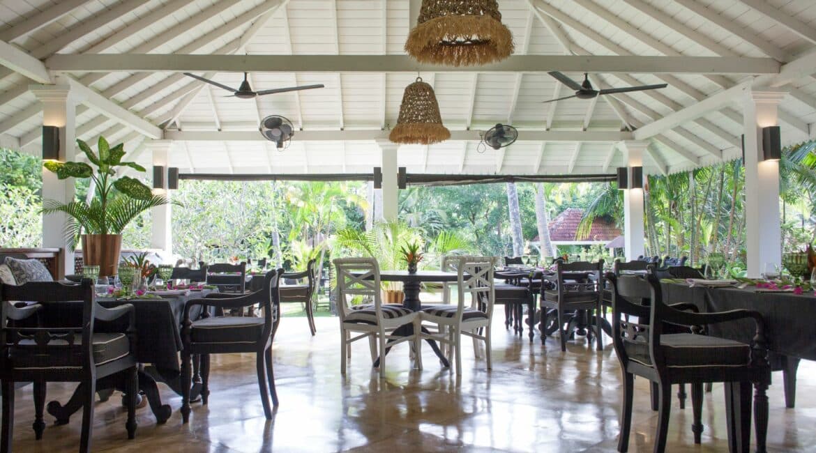 Open-air dining pavilion at Why House Sri Lanka
