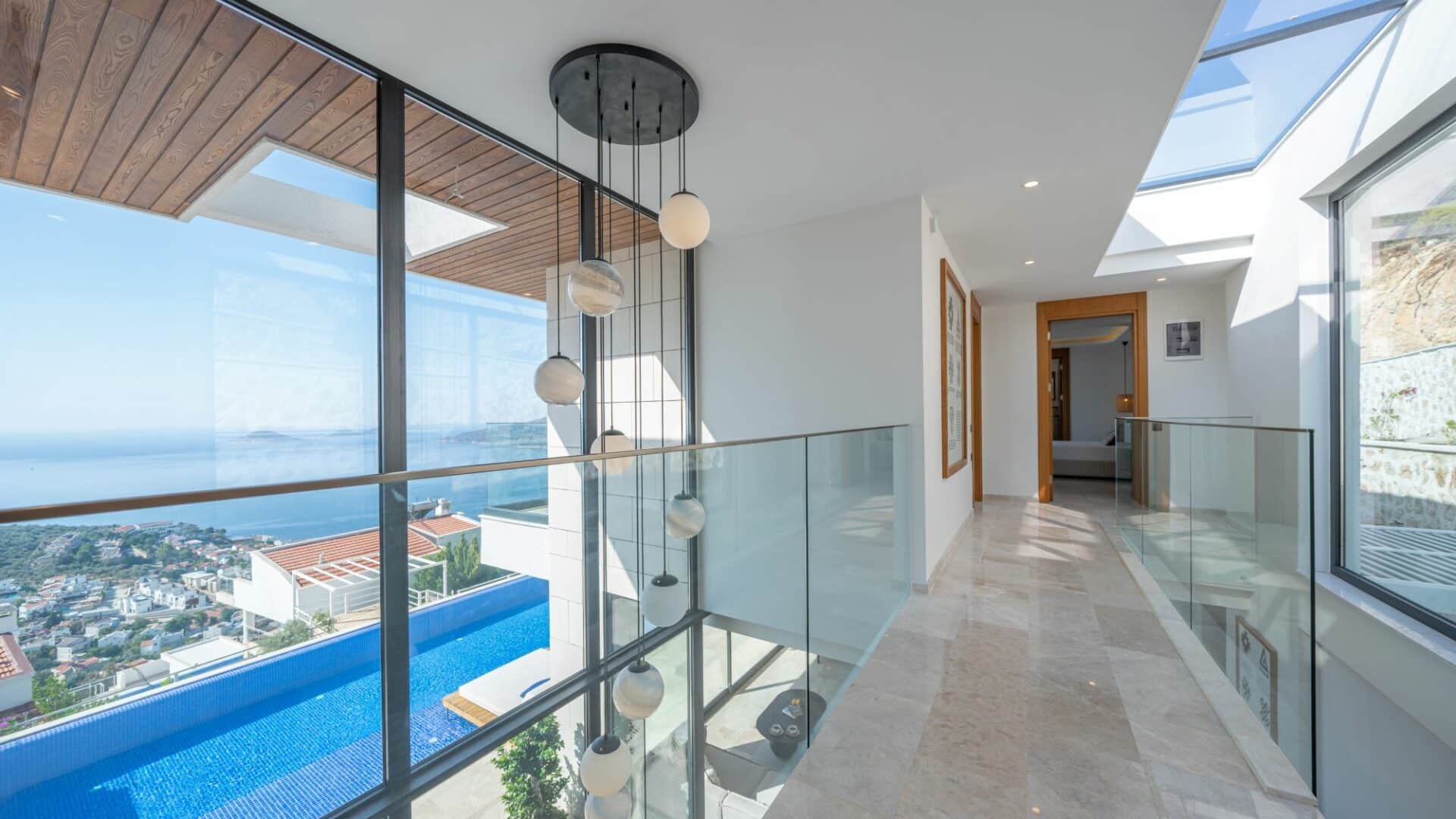 Villa Anatolia 2 Kalkan minimal hallway and glass windows