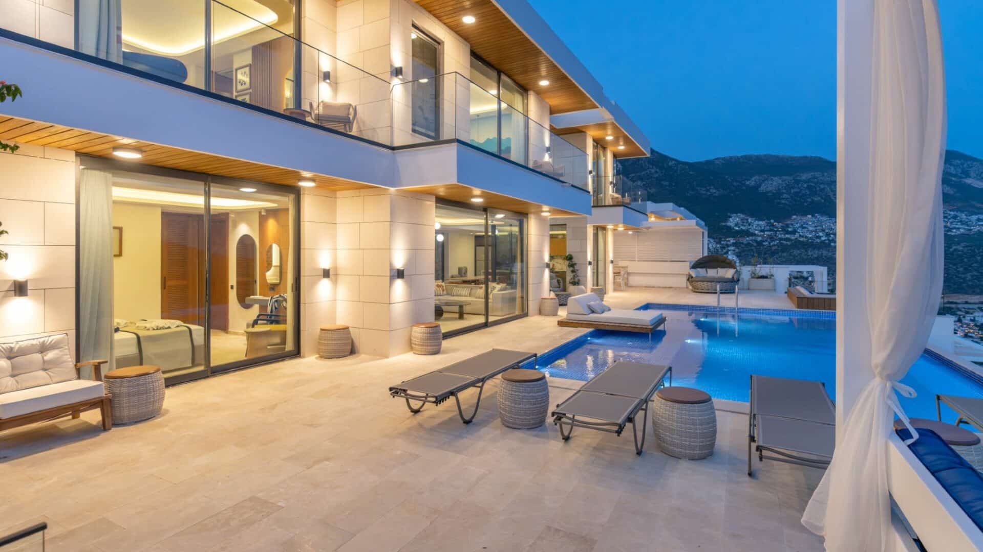 Villa Anatolia 3 Kalkan exterior by night