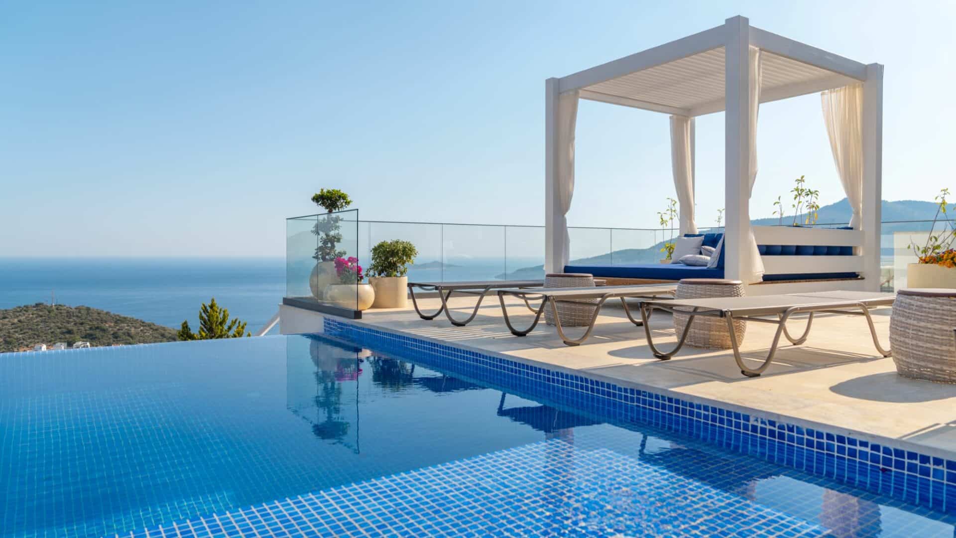 Villa Anatolia 3 Kalkan swimming pool cabana and day beds