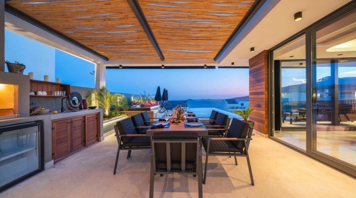 Villa Ayse Kalamar Bay alfresco dining terrace and sunset views