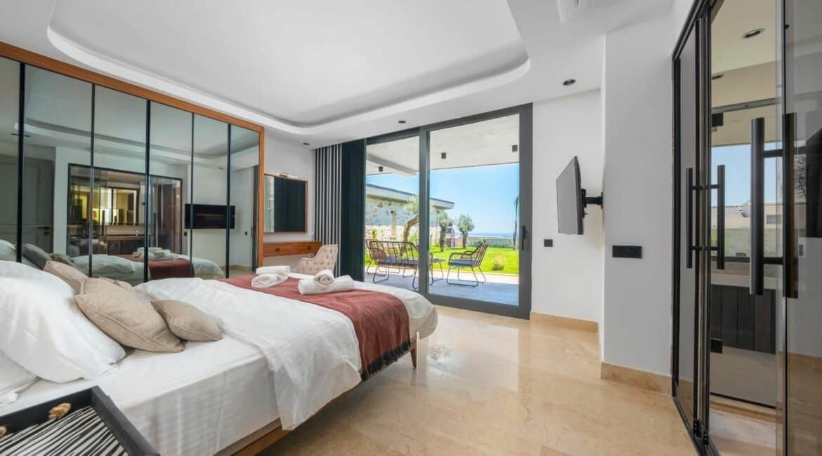 Villa Ayse Kalamar Bay contemporary bedroom with garden views