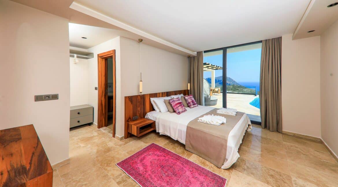 Villa Beverley Hills Kalkan double bedroom with access onto the pool