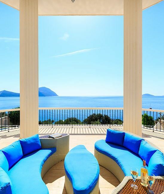 Villa Guney Exclusive in Kalkan mansion balcony