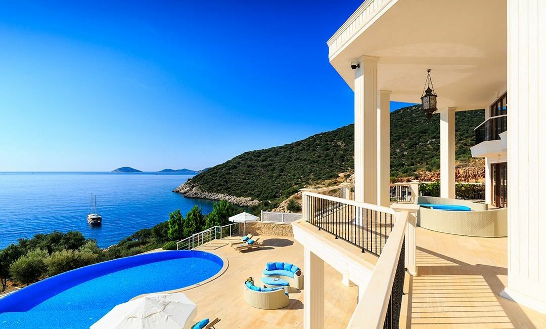 Villa Guney Exclusive in Kalkan mansion balcony and sea views