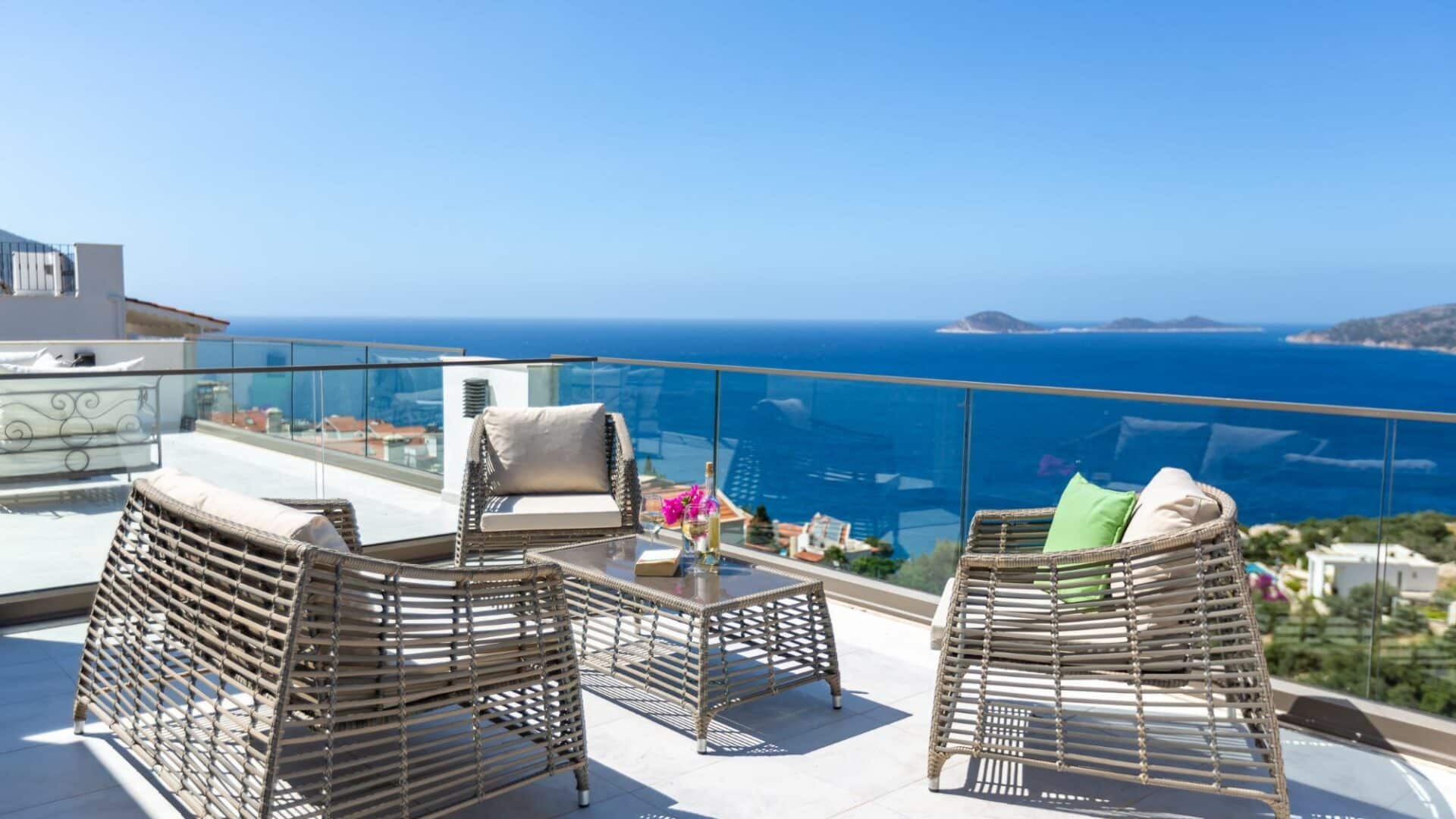 Villa Korsan Kalkan Roof Terrace with sea views