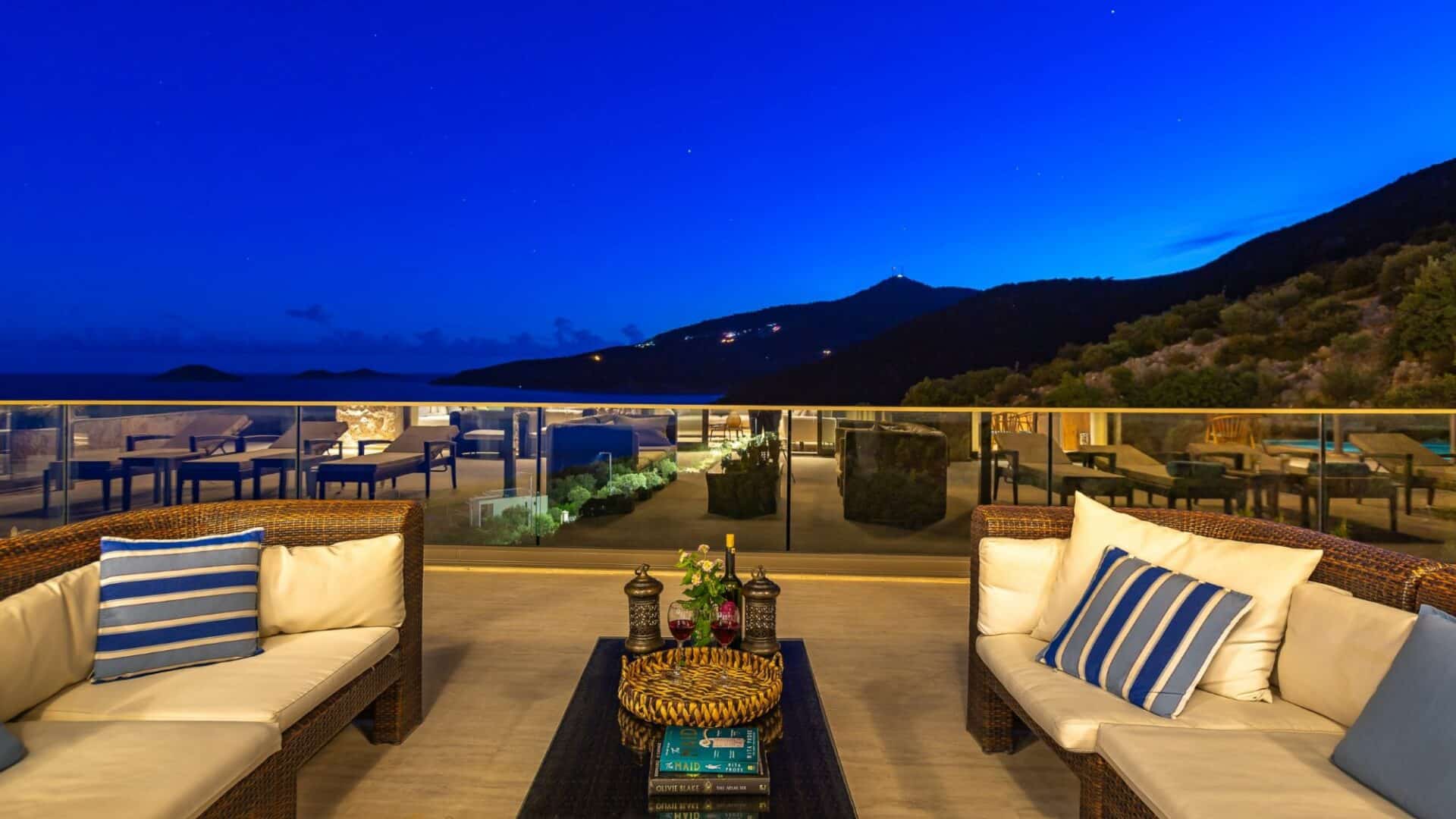 Villa Korsan Kalkan at night