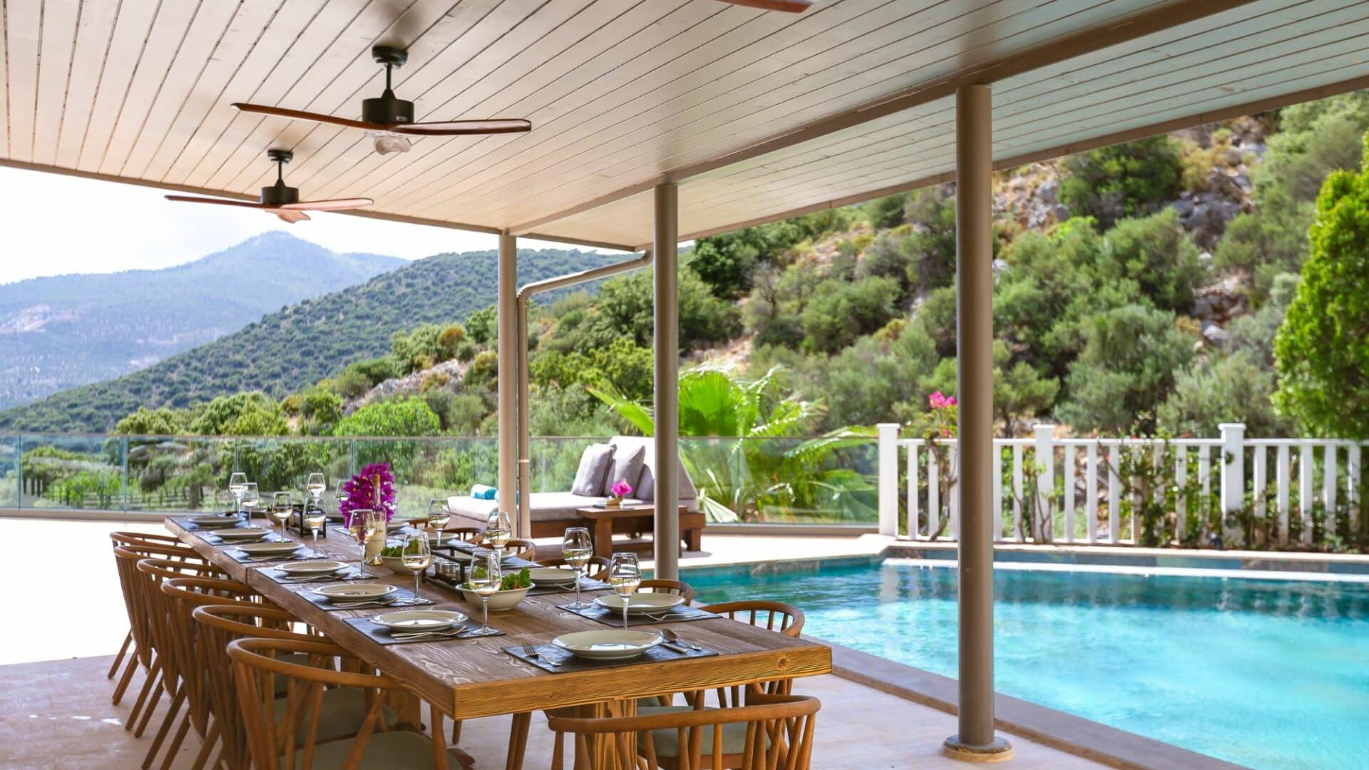 Villa Korsan Kalkan beautifully appointed alfresco dining area