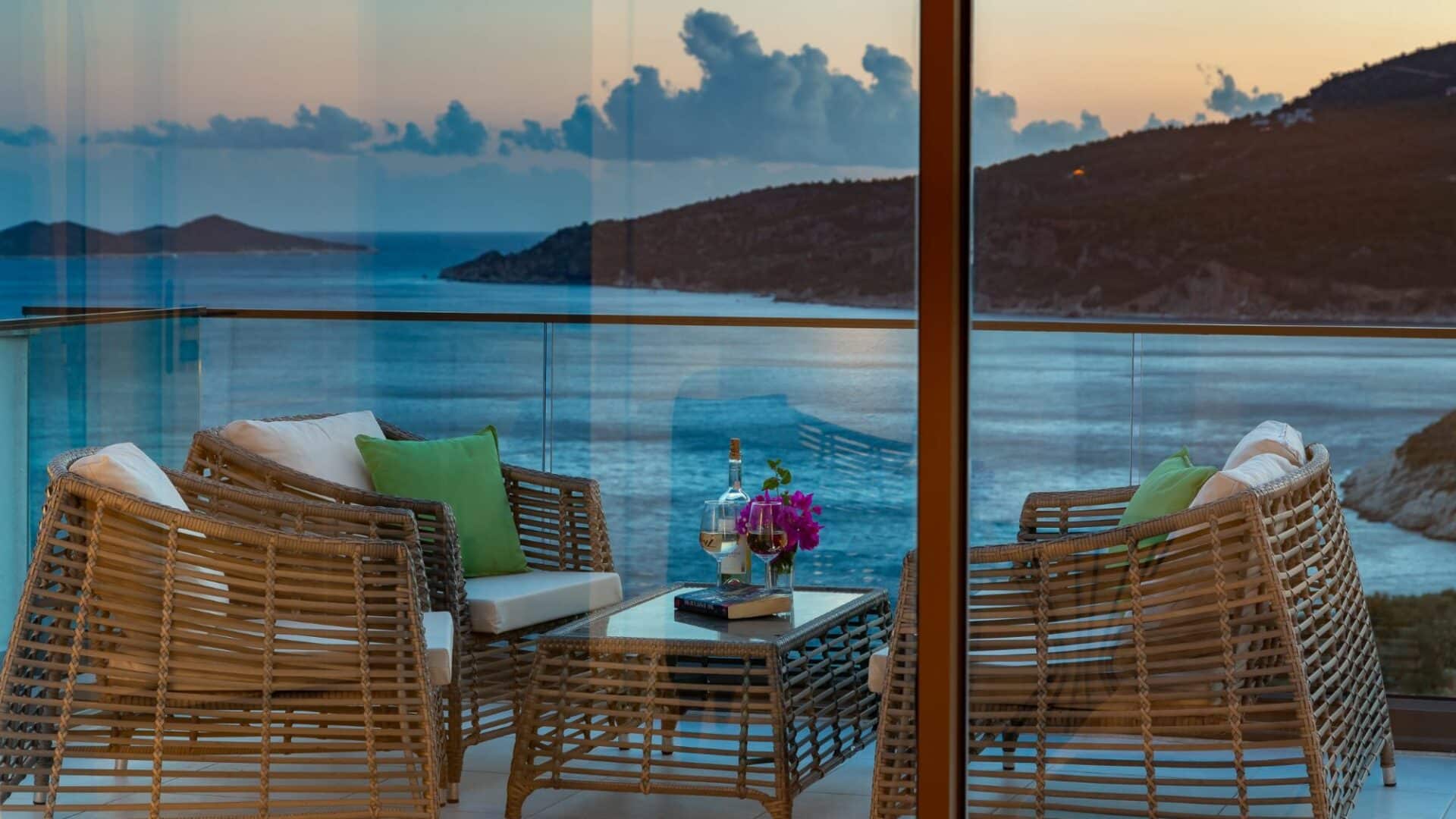 Villa Korsan Kalkan sunset views on the terrace