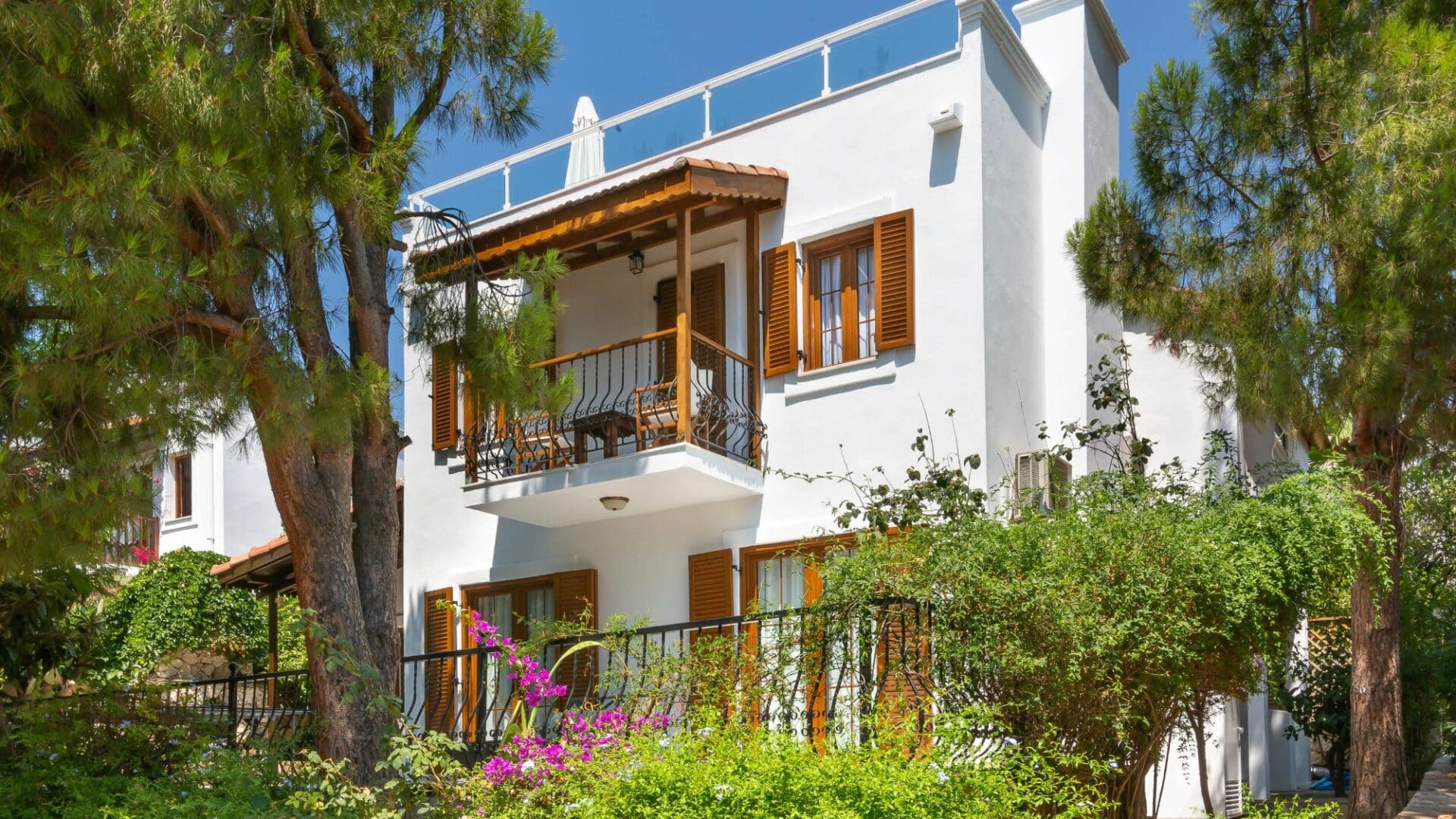 Villa LIkya Kalkan exterior wooden shutters and white exterior