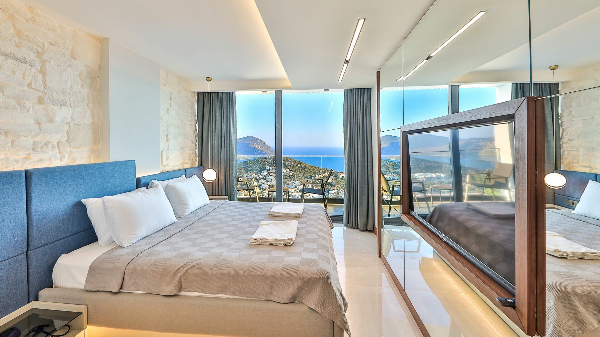 Villa Max View Bedroom And Views Over Kalamar And Kalkan