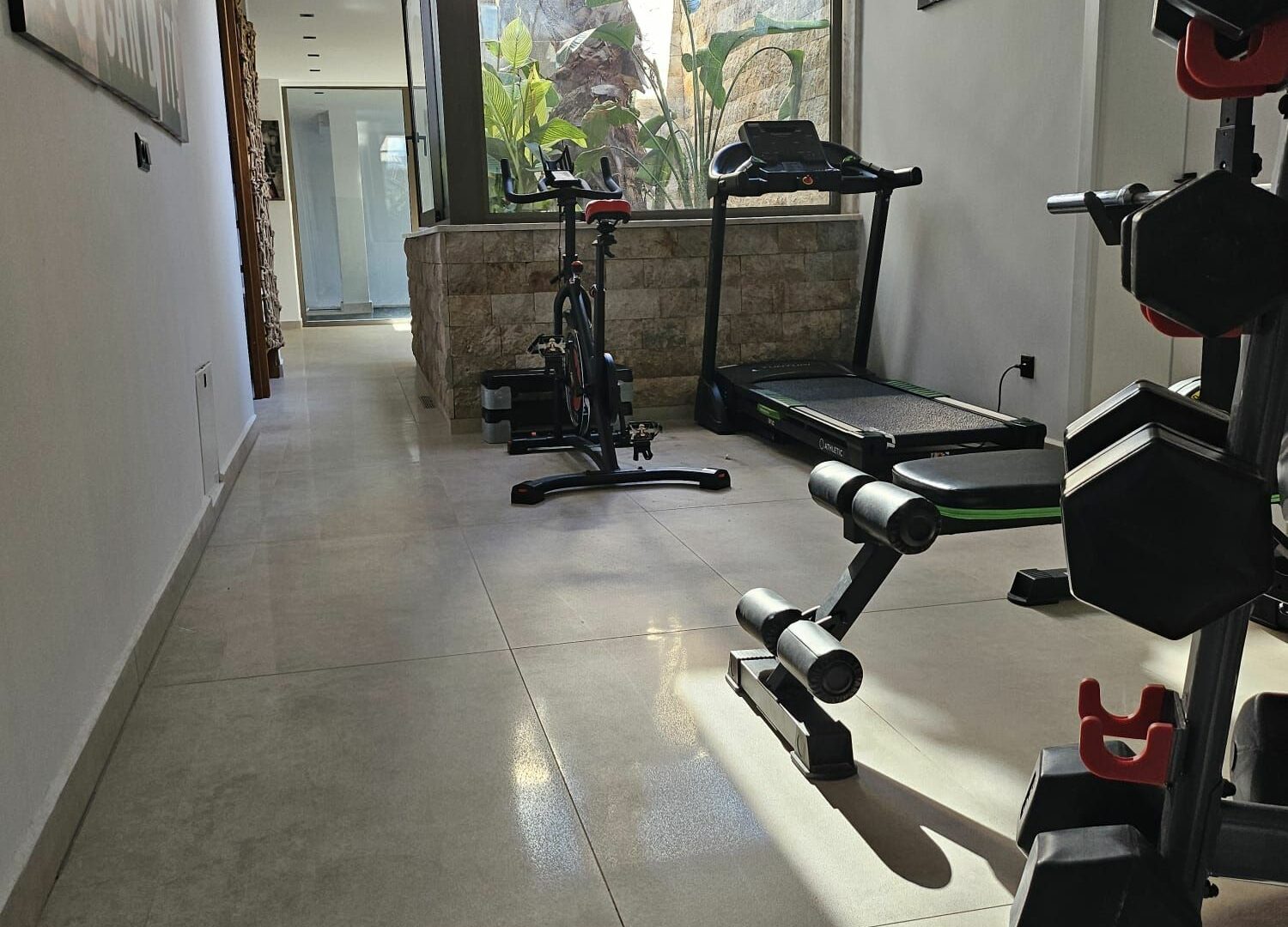 Villa Nobles Rox Kalkan Gym area a selection of equipment including weights