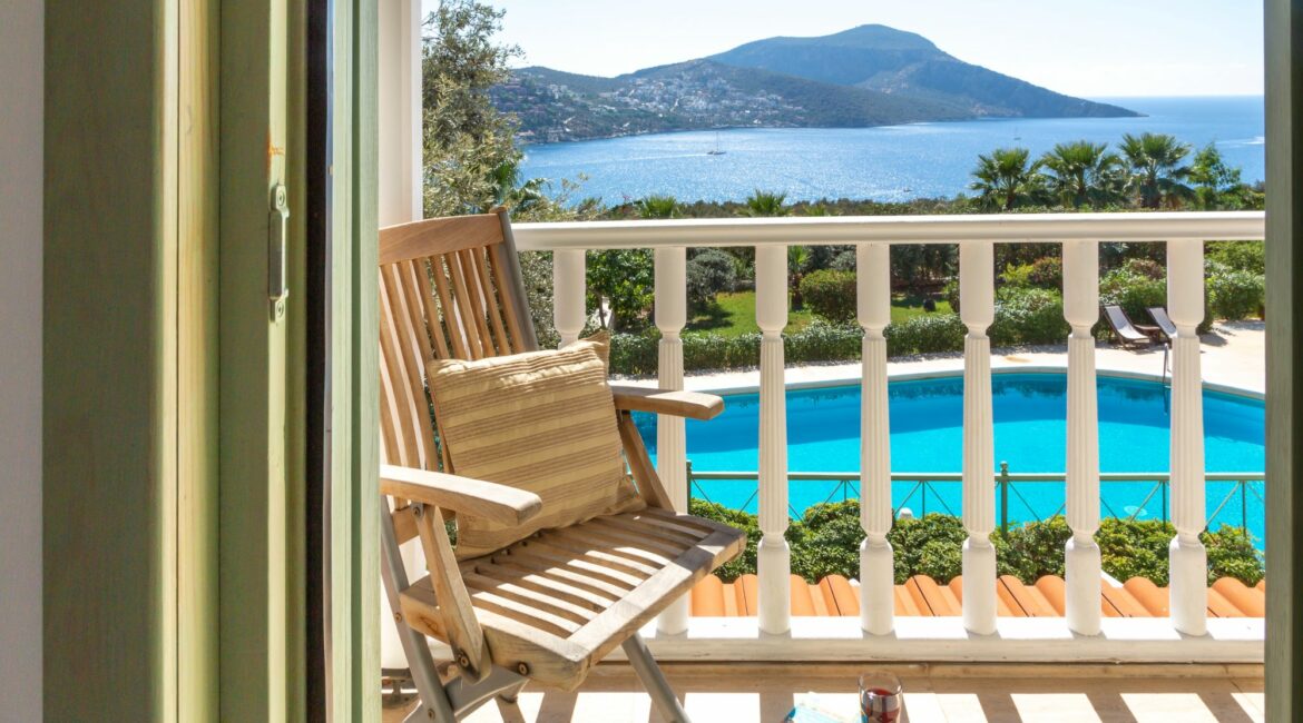 Yesil Ev Villa in Kalkan Large Master Bedroom 2 and furnished balcony