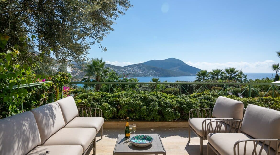 Yesil Ev Villa in Kalkan alfresco seating area and Kalkan sea views