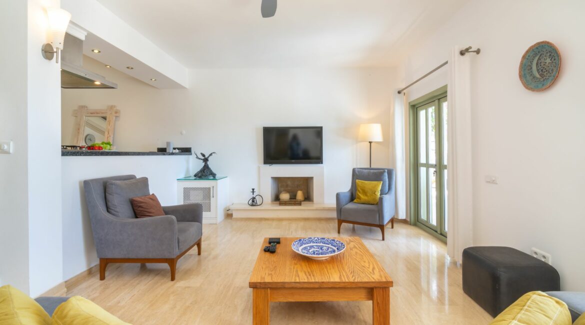 Yesil Ev Villa in Kalkan bright and airy sitting room adjacent to the kitchen