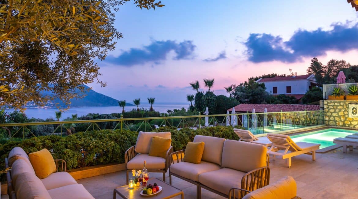 Yesil Ev Villa in Kalkan sweeping views at dusk