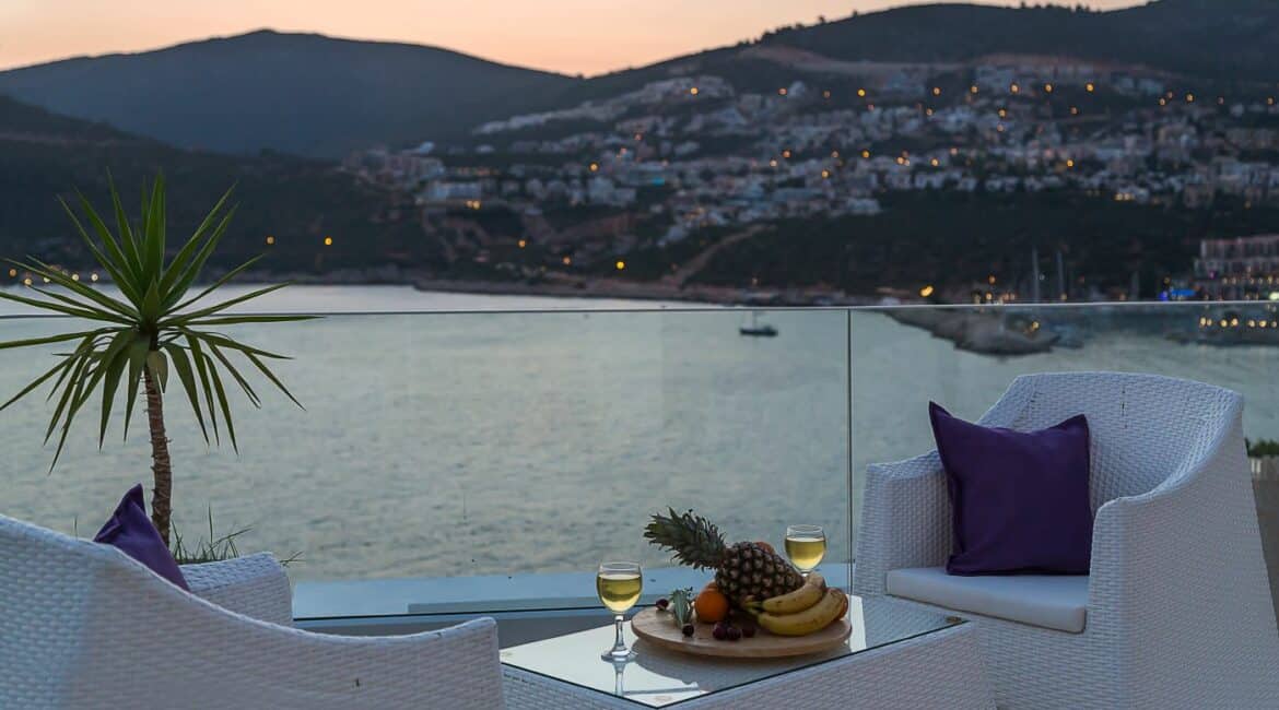 Villa Afsana Kalkan roof terrace and Kalkan sunset views