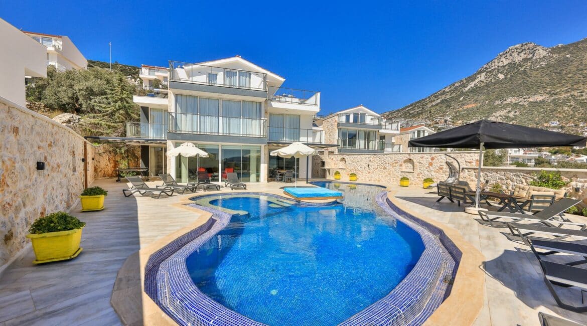 Villa Elia Kalkan swimming pool and surrounding terraces