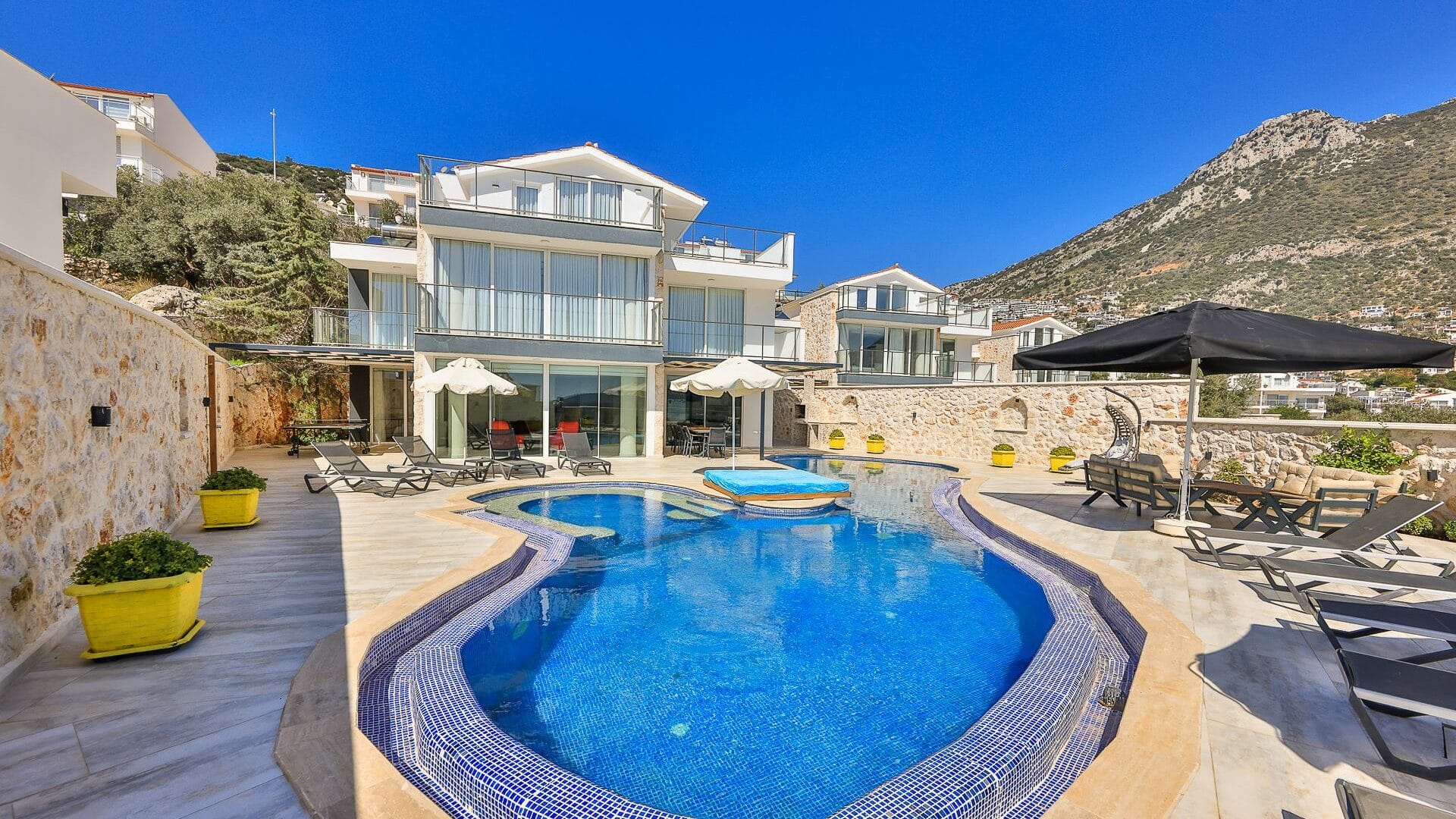 Villa Elia Kalkan swimming pool and surrounding terraces