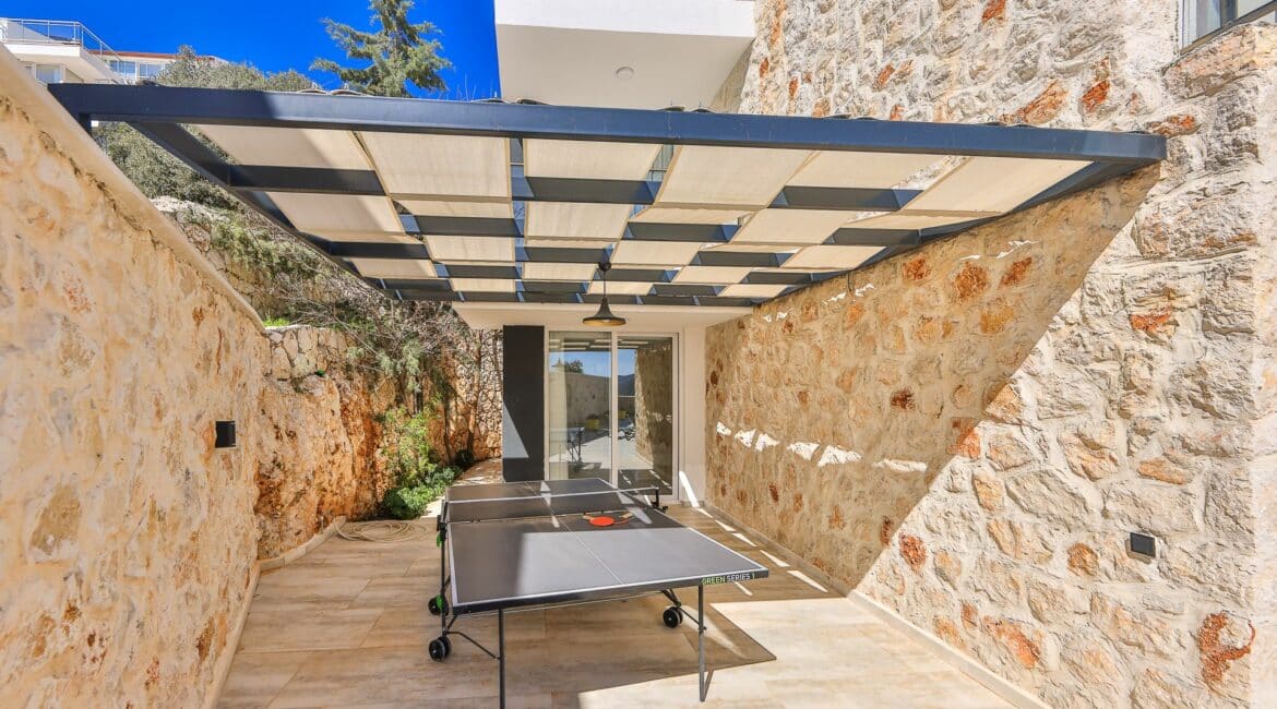 Villa Elia Kalkan table tennis under the shade of a pergola