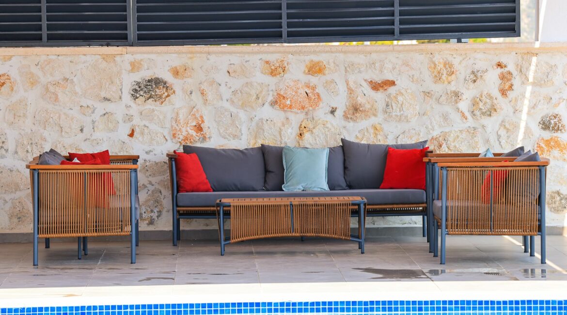 Villa Overseas Kalkan Turkey alfresco sitting area adjacent to the pool