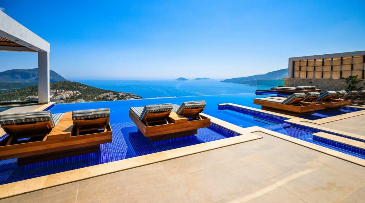 Villa Overseas Kalkan Turkey large swimming pool and spacious terraces as well as sea views