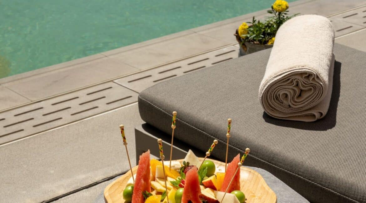 Argos in Cappadocia fruit platter by the pool