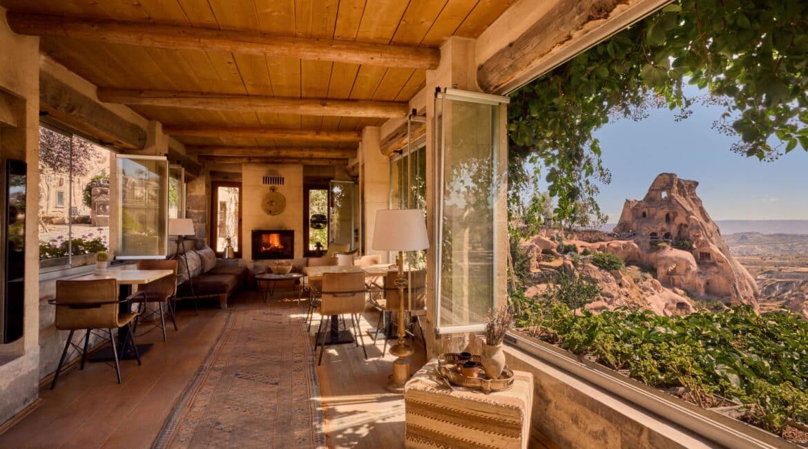 Argos in Cappadocia glorious lounge area with simply awe inspiring views over uchisar