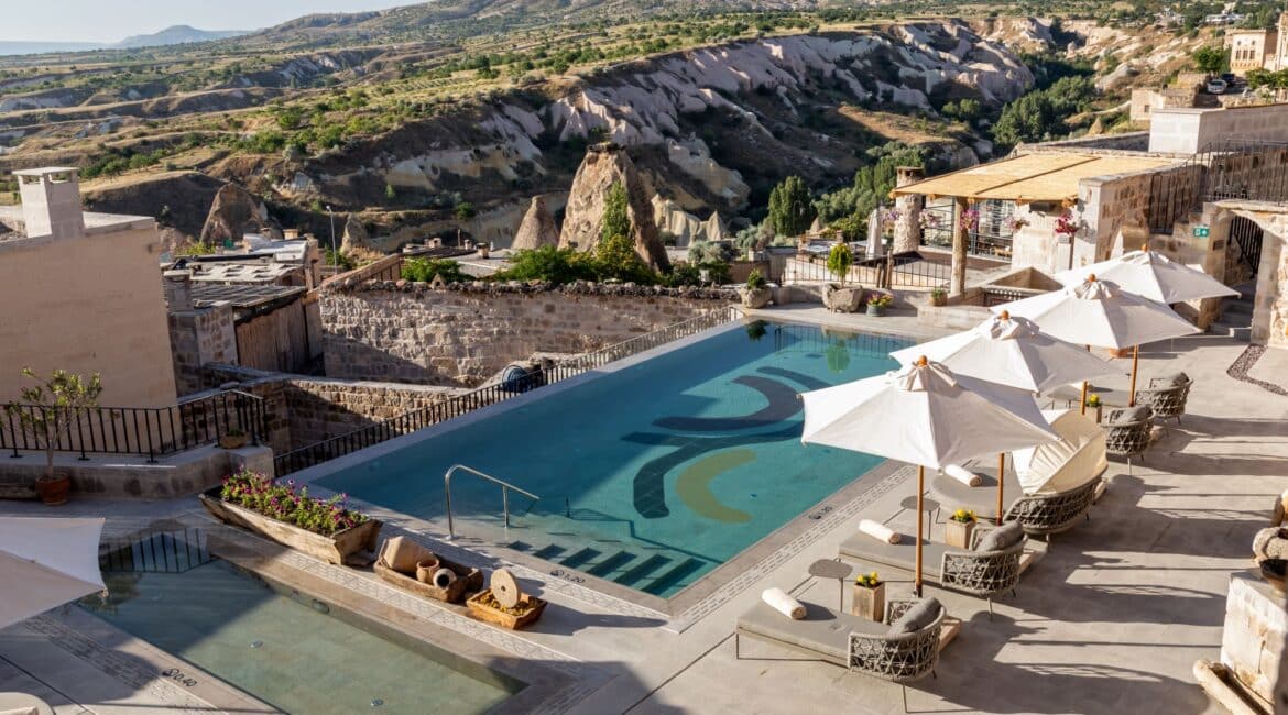 Argos in Cappadocia stunning swimming pool with views over Pigeon Valley
