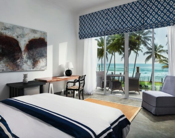 KK Beach Ocean Deluxe Double – stylishly appointed room with panoramic Indian Ocean views from a private balcony