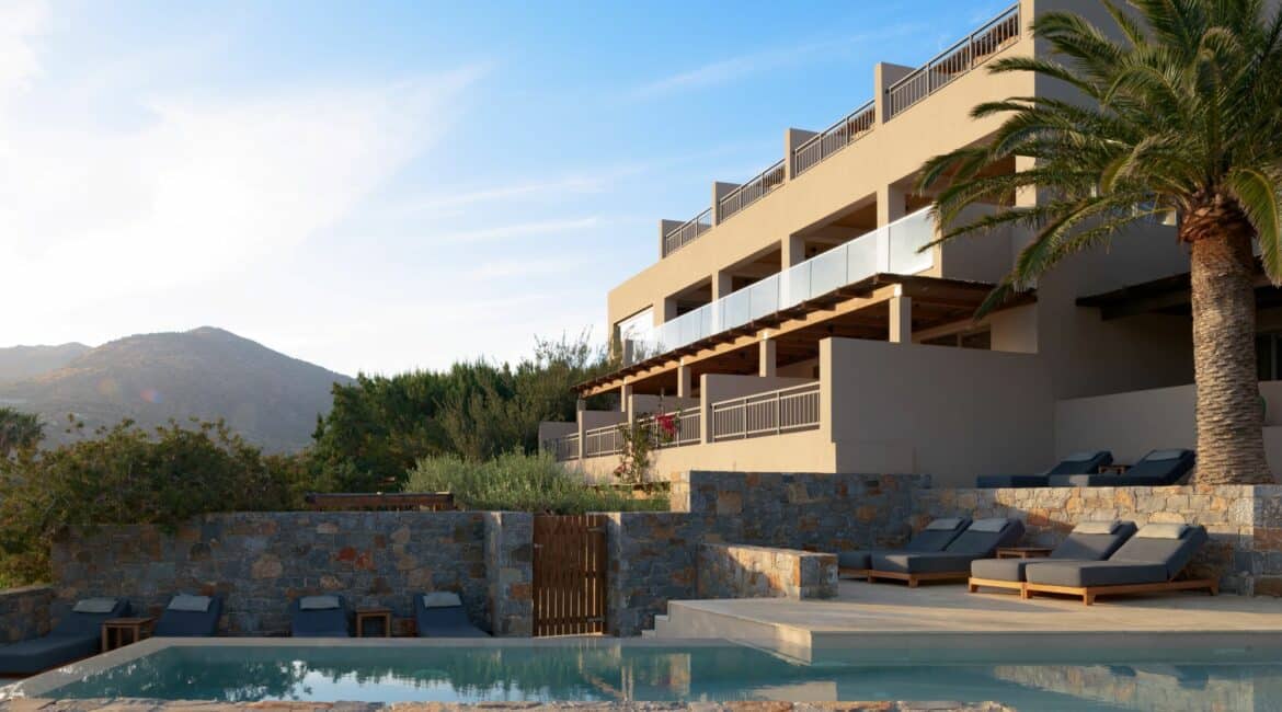 Paralos Irini Mare Agia Galini Crete modern architecture and brilliantly blue skies