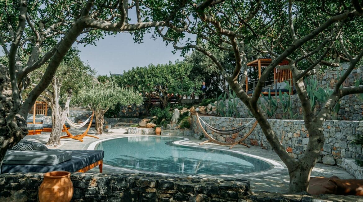 Paralos Irini Mare Agia Galini Crete poolside perfection under the shade of the olive groves