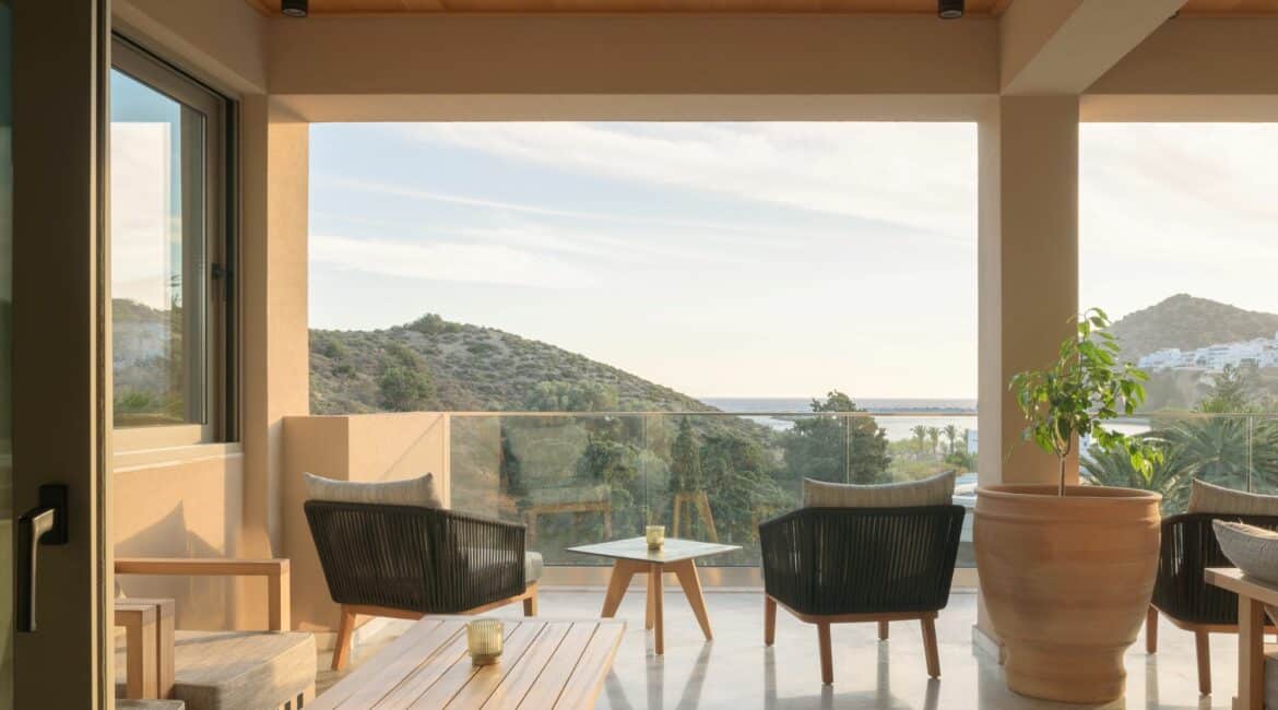 Paralos Irini Mare Agia Galini Crete shaded seating areas and stunning sea views