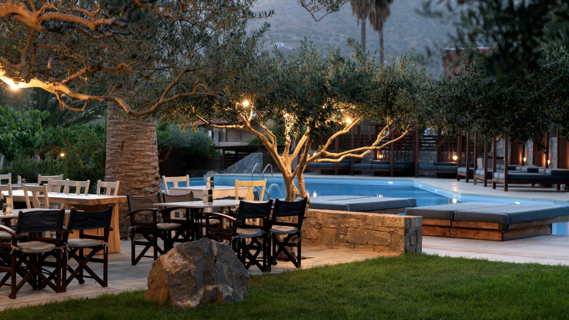 Paralos Irini Mare Agia Galini Crete stunning alfresco dining setting