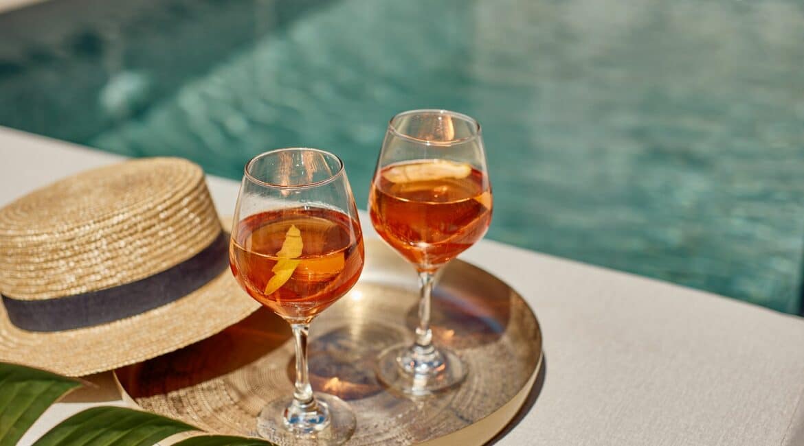 Paralos Kosta Alimia Crete aperols by the pool