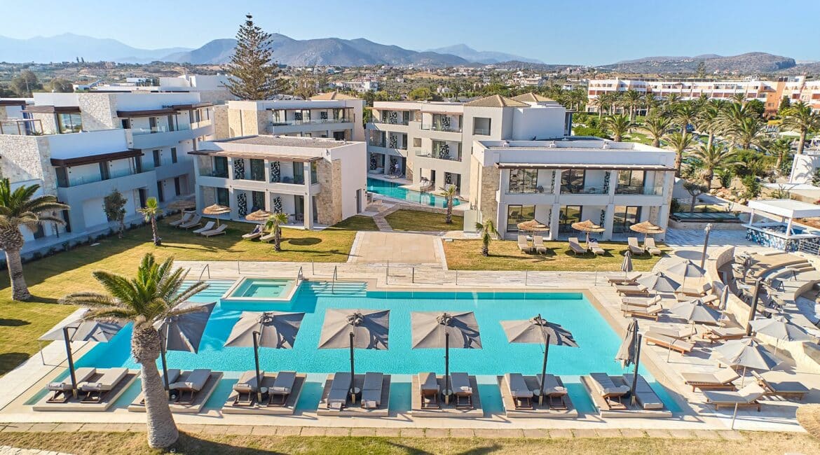 Paralos Kosta Alimia Crete low rise hotel buildings