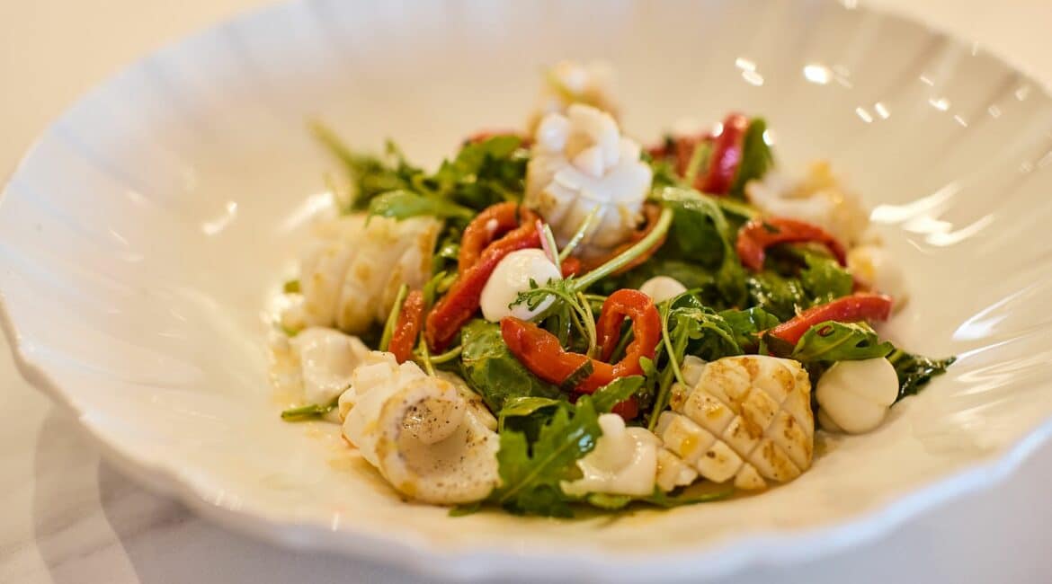 Paralos Kosta Alimia Seafood Okeanos divine squid salad