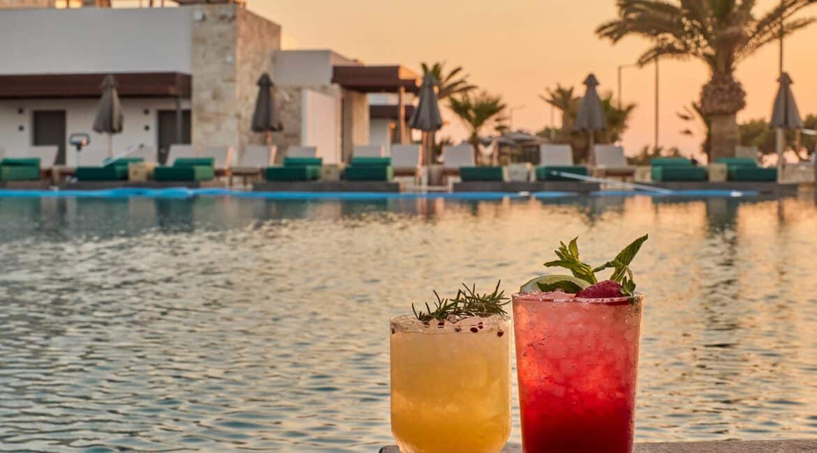 Paralos Kosta Alimia cocktails at the pool bar