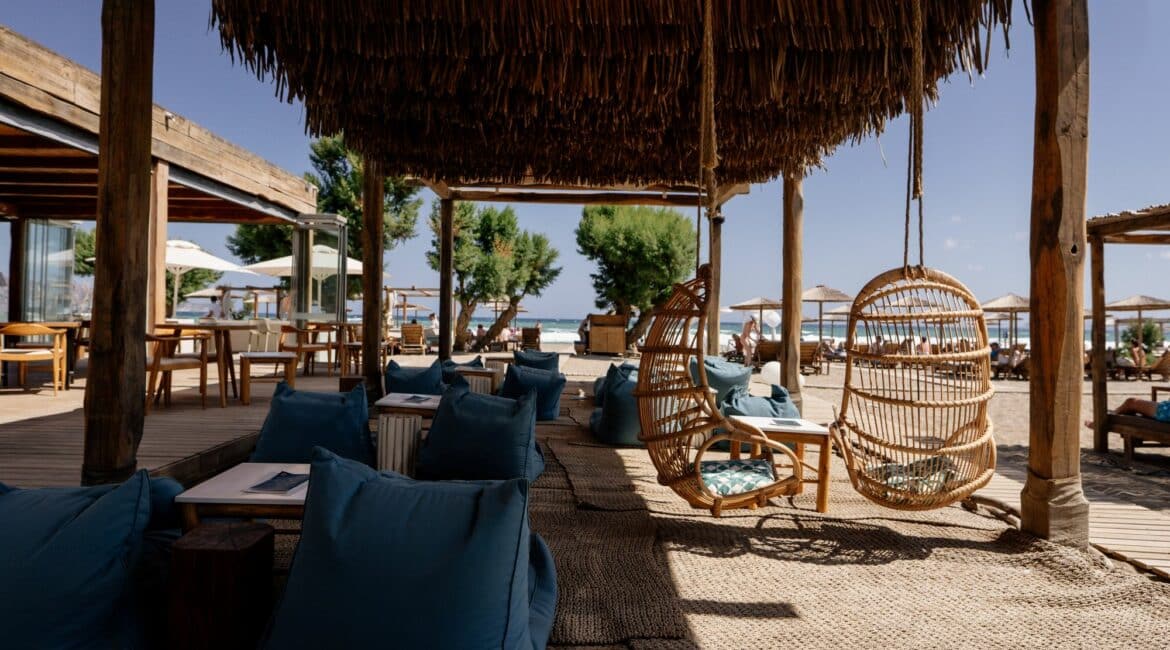 Paralos Lifestyle Beach Crete beautiful beach and furnished areas for lounging