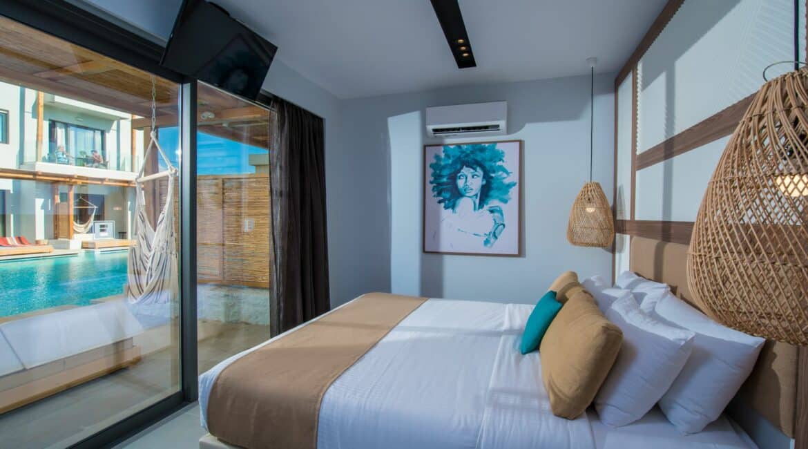 Paralos Lifestyle Beach Crete beautiful bedrooms with pool views
