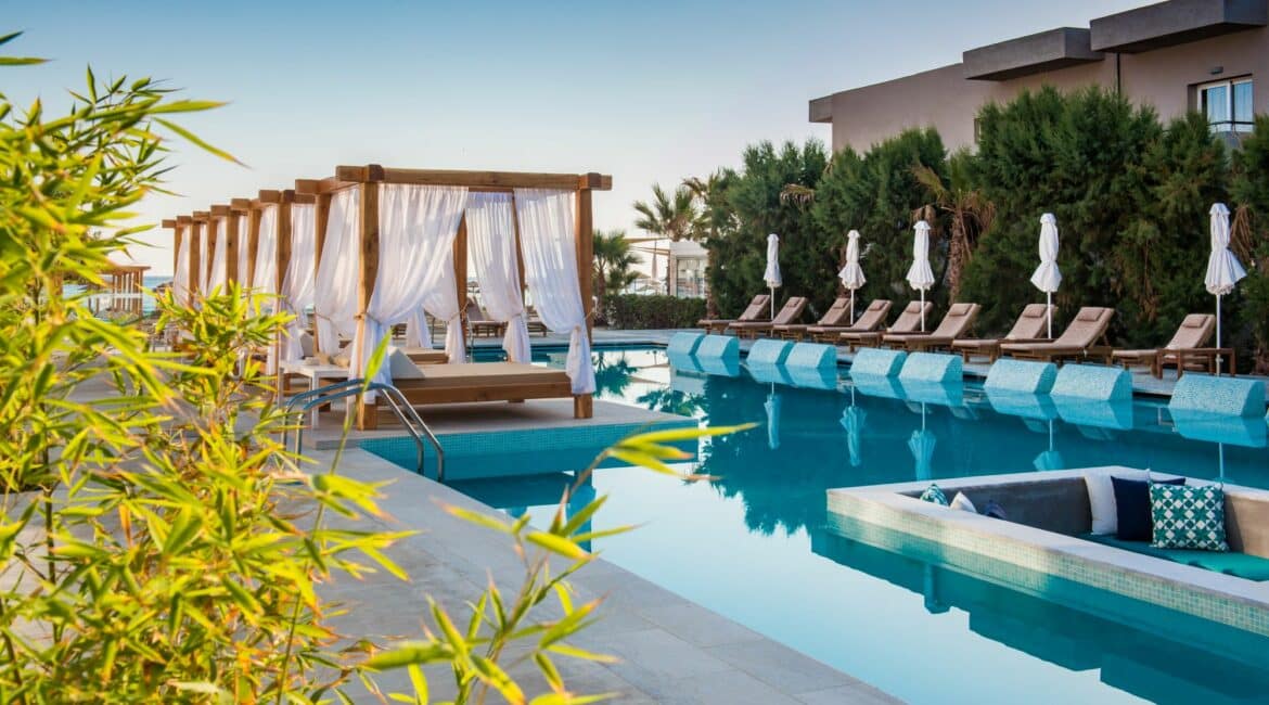 Paralos Lifestyle Beach Crete manicured terraces and blissful poolside setting